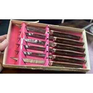 Regent Sheffield Stainless Cutlery Wood Look Serrated Steak Knives 6-Pcs Set